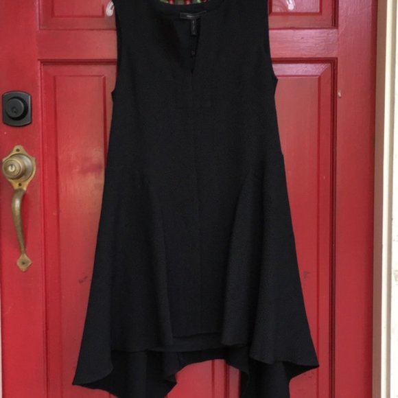 New BCBGMaxAzria Bette jacquard minimalist notch collar boxy high-low mini dress - Picture 8 of 16